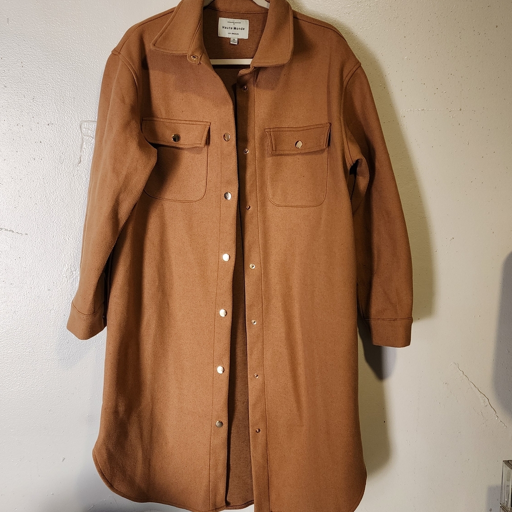 Haute Monde Camel Brown Long Button-Front Coat